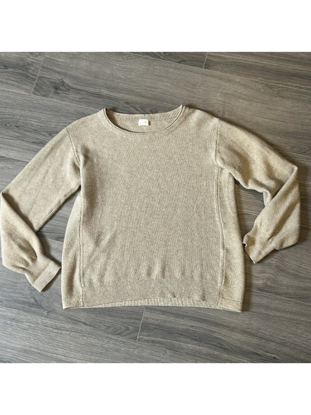 C.T.plage Sweater Womens 38 Beige Cotton Wool Crewneck Lightweight Pullover